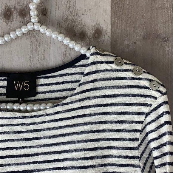 Anthropologie W5 white and navy striped tunic size Small - Picture 4 of 7